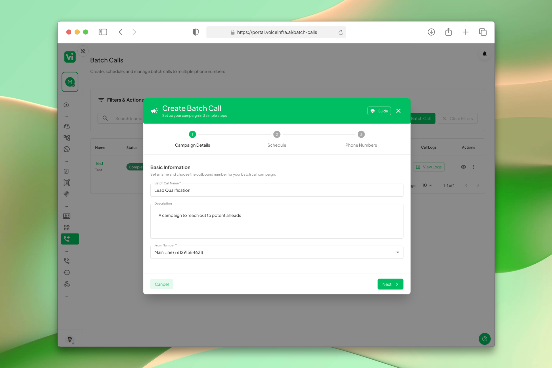Batch Call 3-Step Wizard